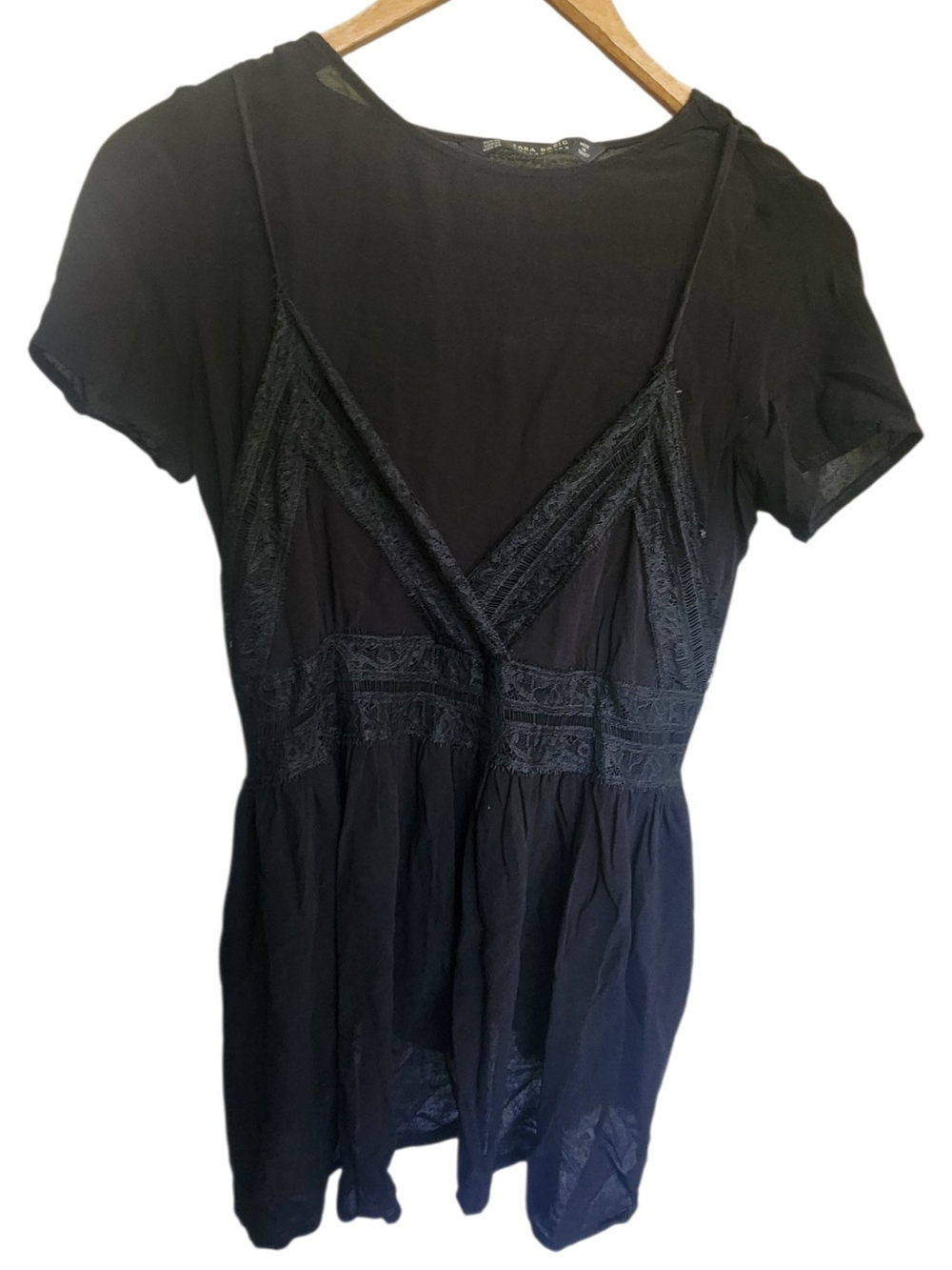 Zara 90S Y2K Romantic Style Lacy Tank Tee Overlay Shirt